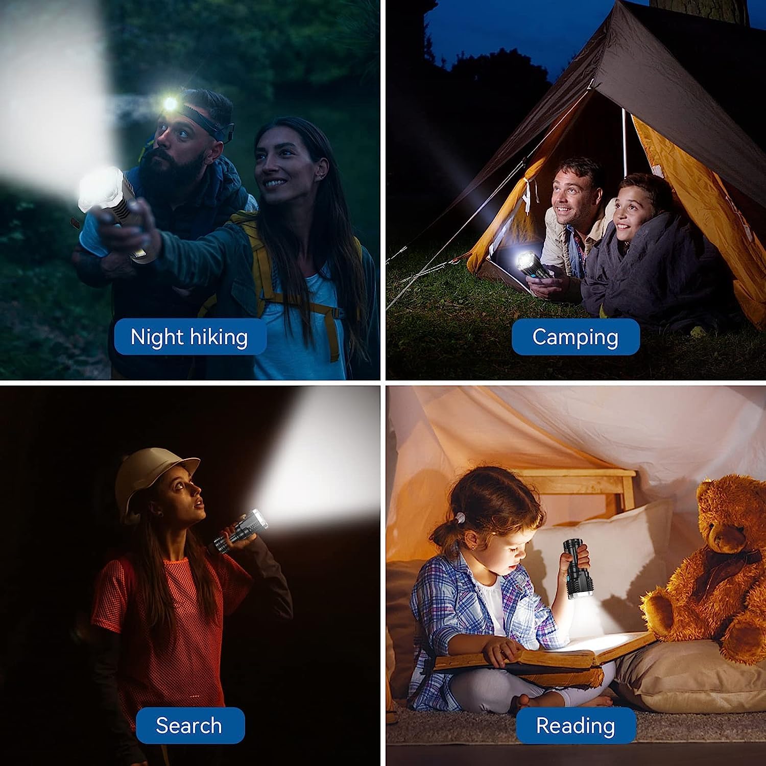 SkyShopy Rechargeable Flashlight,Super Bright LED Flashlight Waterproof Handheld Flashlight with 4 Modes for Camping Emergency Hiking (Black) SkyShopy Rechargeable Flashlight,Super Bright LED Flashlight Waterproof Handheld Flashlight with 4 Modes for Camping Emergency Hiking (Black)